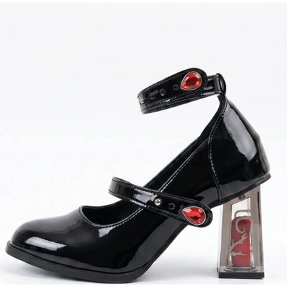 Midnight Crimson Rose Heels