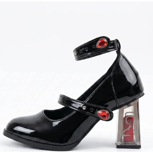 Midnight Crimson Rose Heels