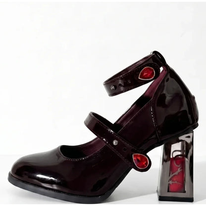 Midnight Crimson Rose Heels
